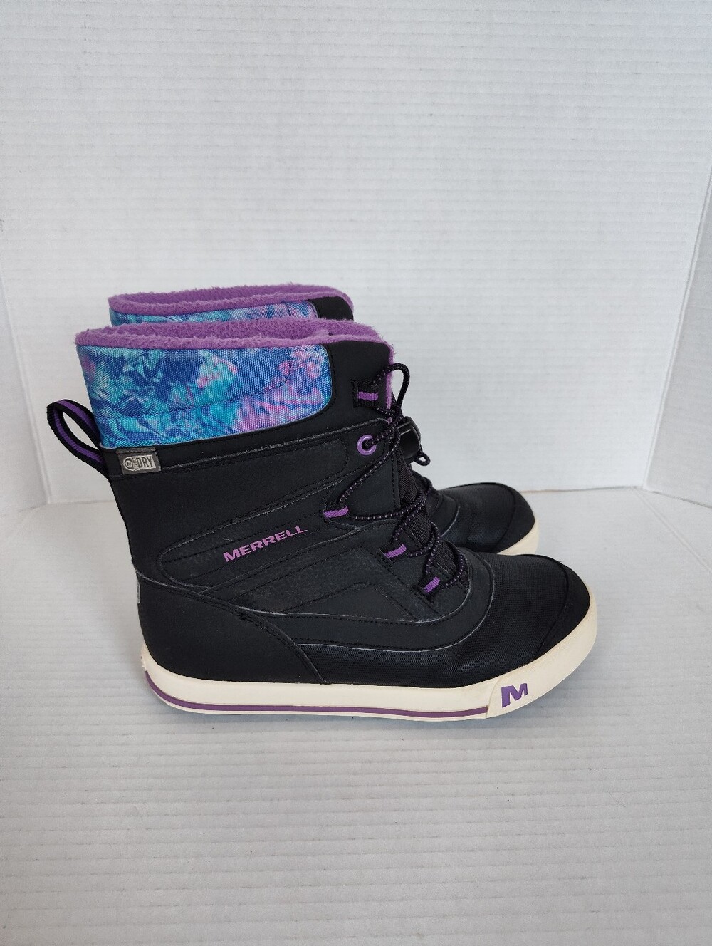 Merrell Snow Bank 2.0 Black Purple Waterproof Insulated Winter Boots Youth Sz 3M